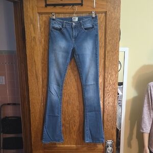 Women's Blue Mid-Rise Flare Jeans